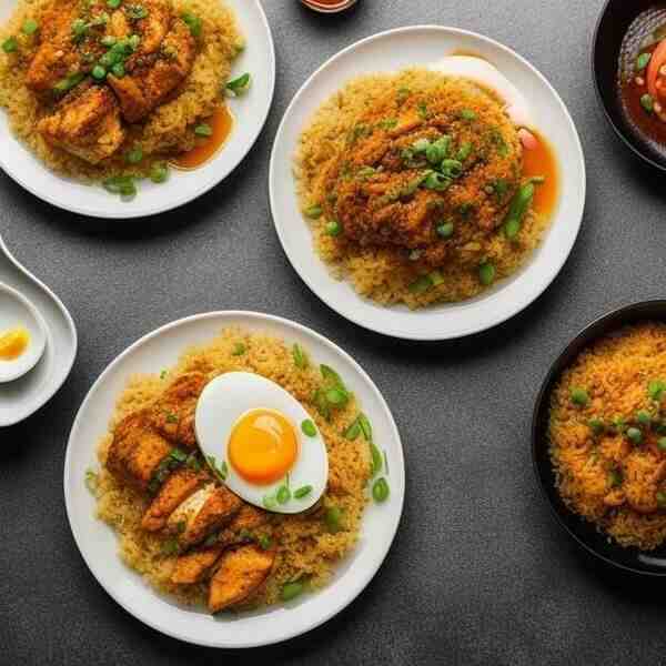 Рис с яйцом и острой курицей